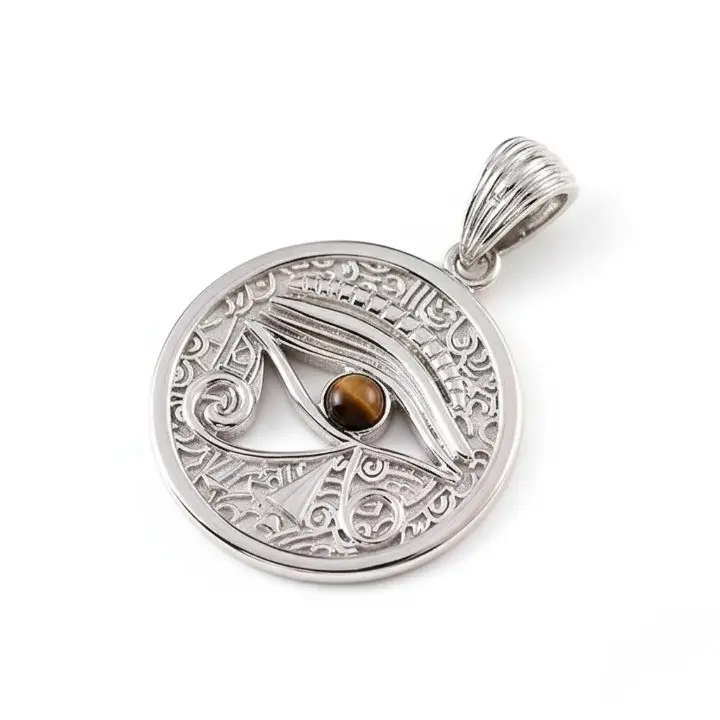 925 Vintage Silver Eye of Horus Pendant | Ancient Egyptian Amulet Retro Jewelry